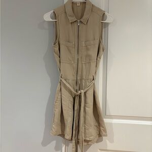 Sleeveless Tan Zip-Up Dress